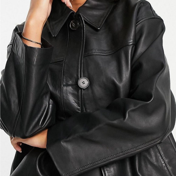 ASOS real  leather jacket relaxed fit - Picture 3 of 5